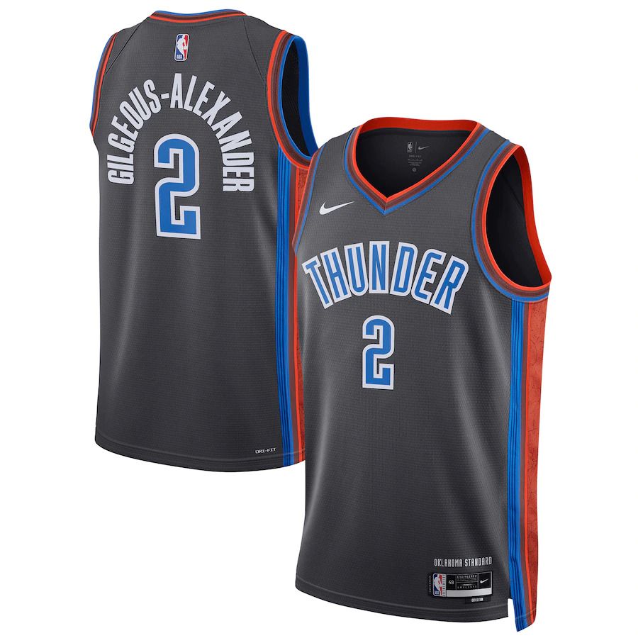 Men Oklahoma City Thunder #2 Shai Gilgeous-Alexander Nike Gray City Edition 2022-23 Swingman NBA Jersey->customized nba jersey->Custom Jersey
